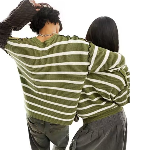 NWT - Reclaimed Vintage Unisex Spliced Patchwork & Striped Knit Sweater - M/US6 - Picture 2 of 10